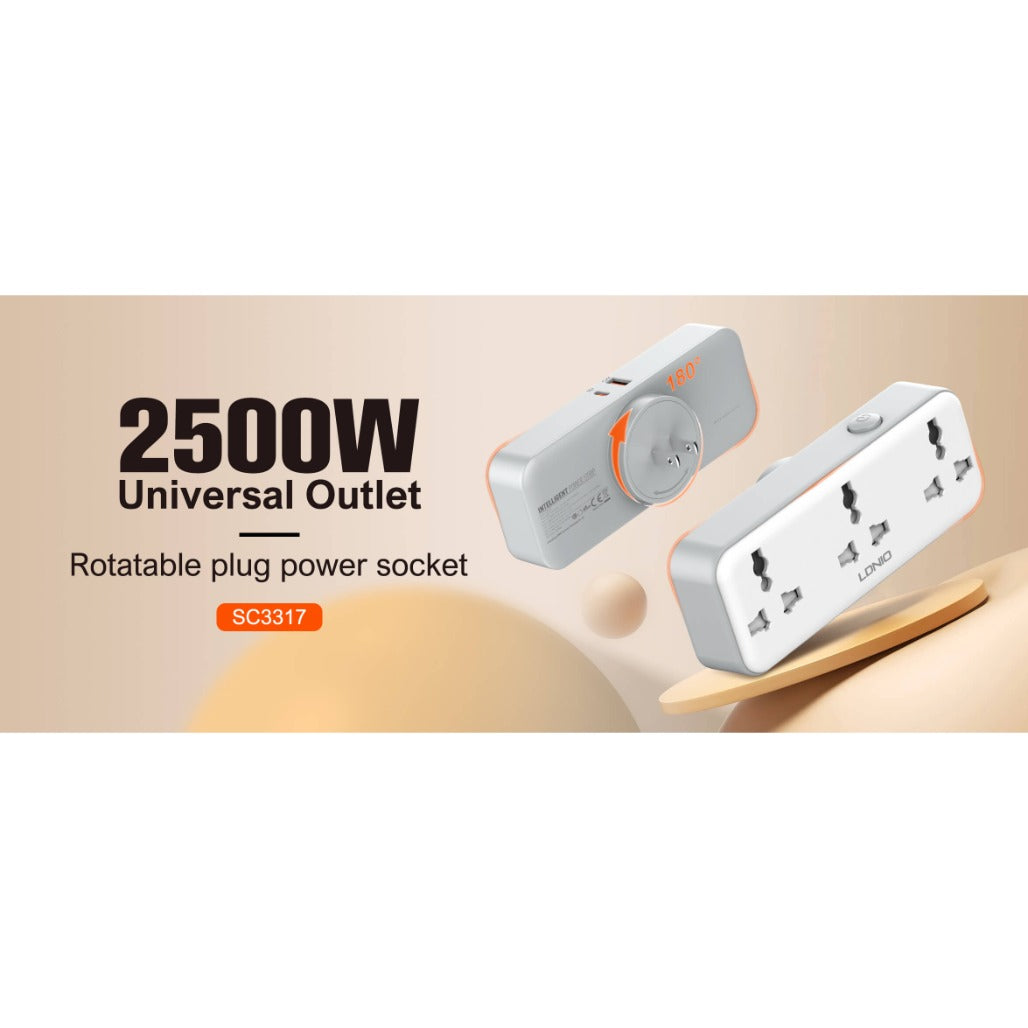 LDNIO 3 AC Outlets Portable Extension Power Socket - SC3317