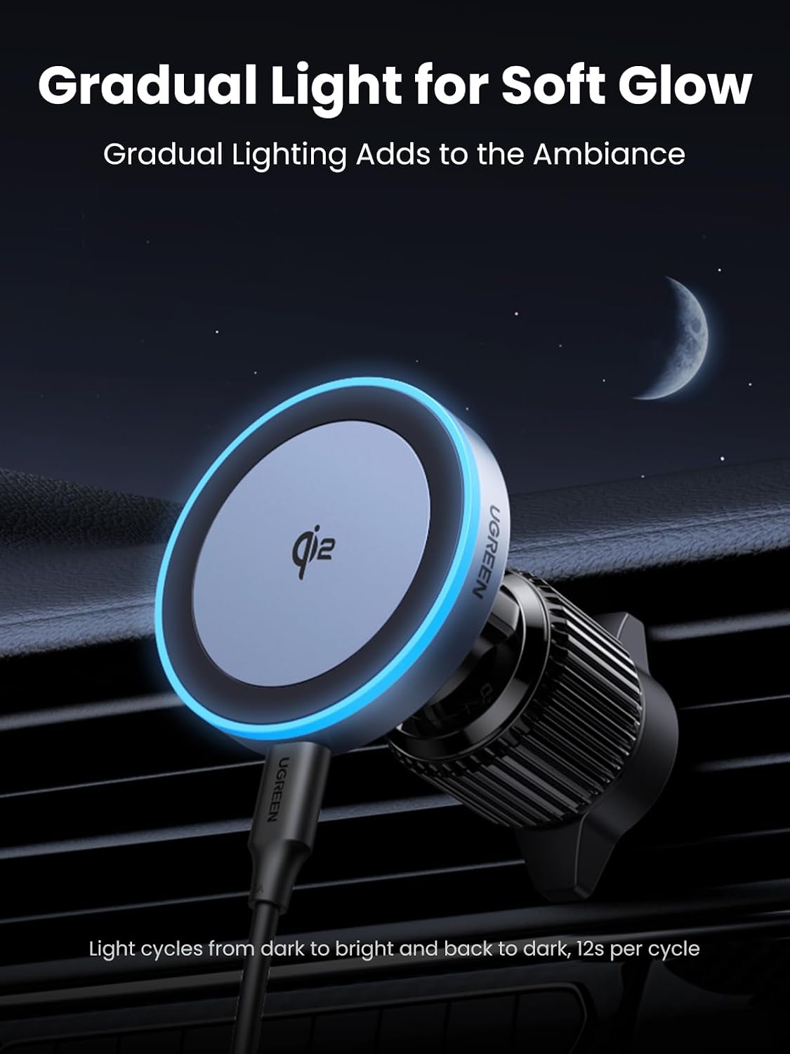 UGREEN Qi2 15W Magnetic Wireless Car Charger Mount