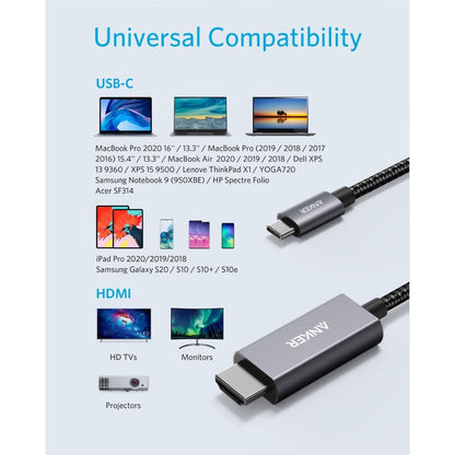 Anker USB C to HDMI Cable 6ft - USB C to HDMI 4K 60Hz Cable - A8730H11