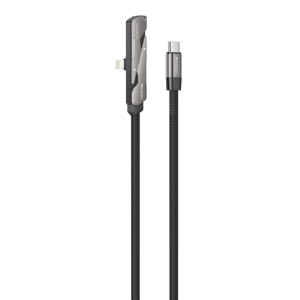 Yesido CA208 USB Type-C to Lightning Fast Charging Data Cable with Foldable Stand, Built-in smart chip,27W PD Fast Charge, 3A Output High-Speed Data Transfer 1.2M Braided Cable