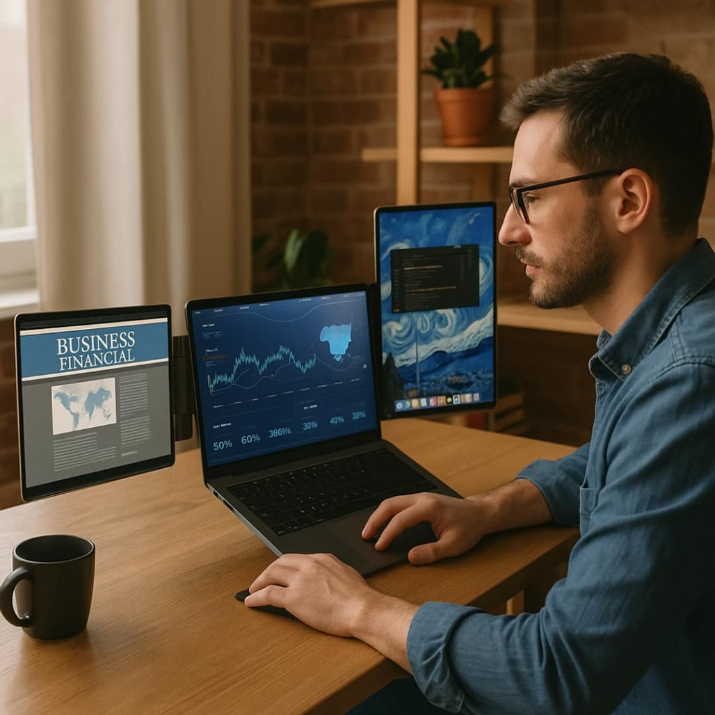 Powerology SkyFold 14" Dual Display Laptop Monitor - Black
