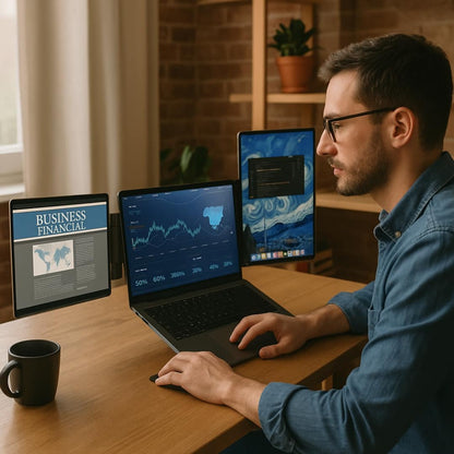 Powerology SkyFold 14" Dual Display Laptop Monitor - Black