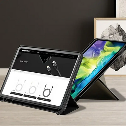 RockRose Defensor II - Smart Tri-Fold Folio For iPad 7 8 & 9 10.2" - Black