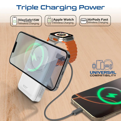 Promate Mavrix-3 Ultra-Compact 3 in 1 MagSafe Compatible Wireless Charging Power Bank