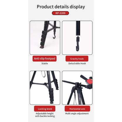 Jmary KP-2209 1.7M Horizontal Axis Tripod for Camera & Mobile - 20 Pieces