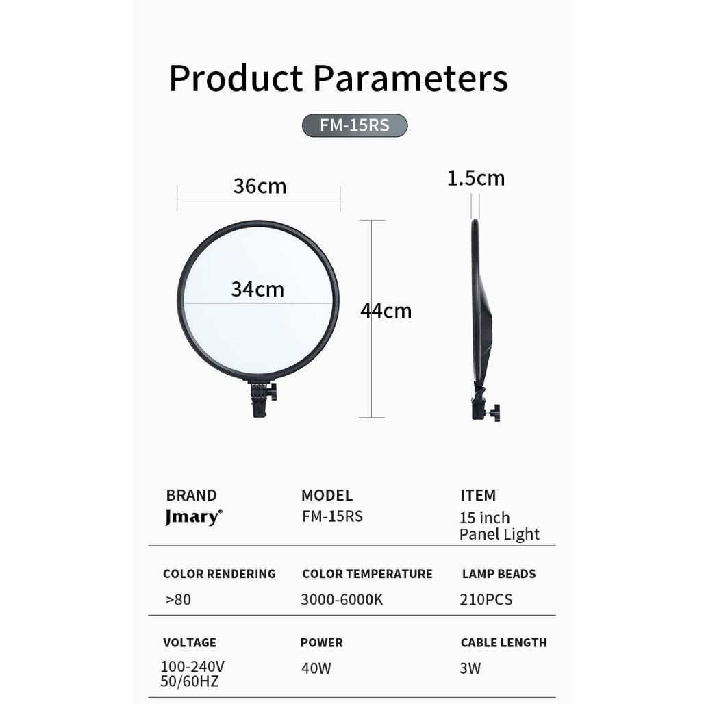 Jmary FM-15RS 15" Panel Video Light