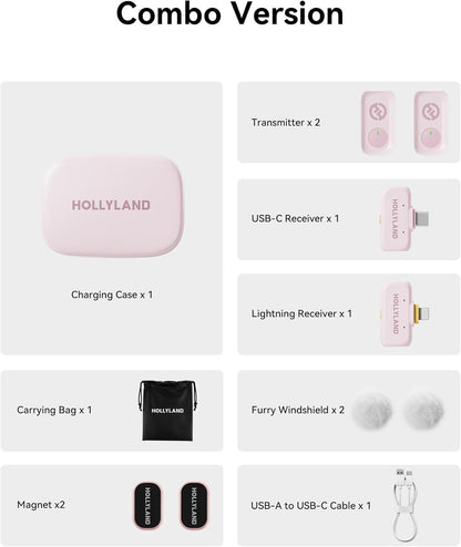 Hollyland LARK A1 Wireless Microphone - Combo Pink