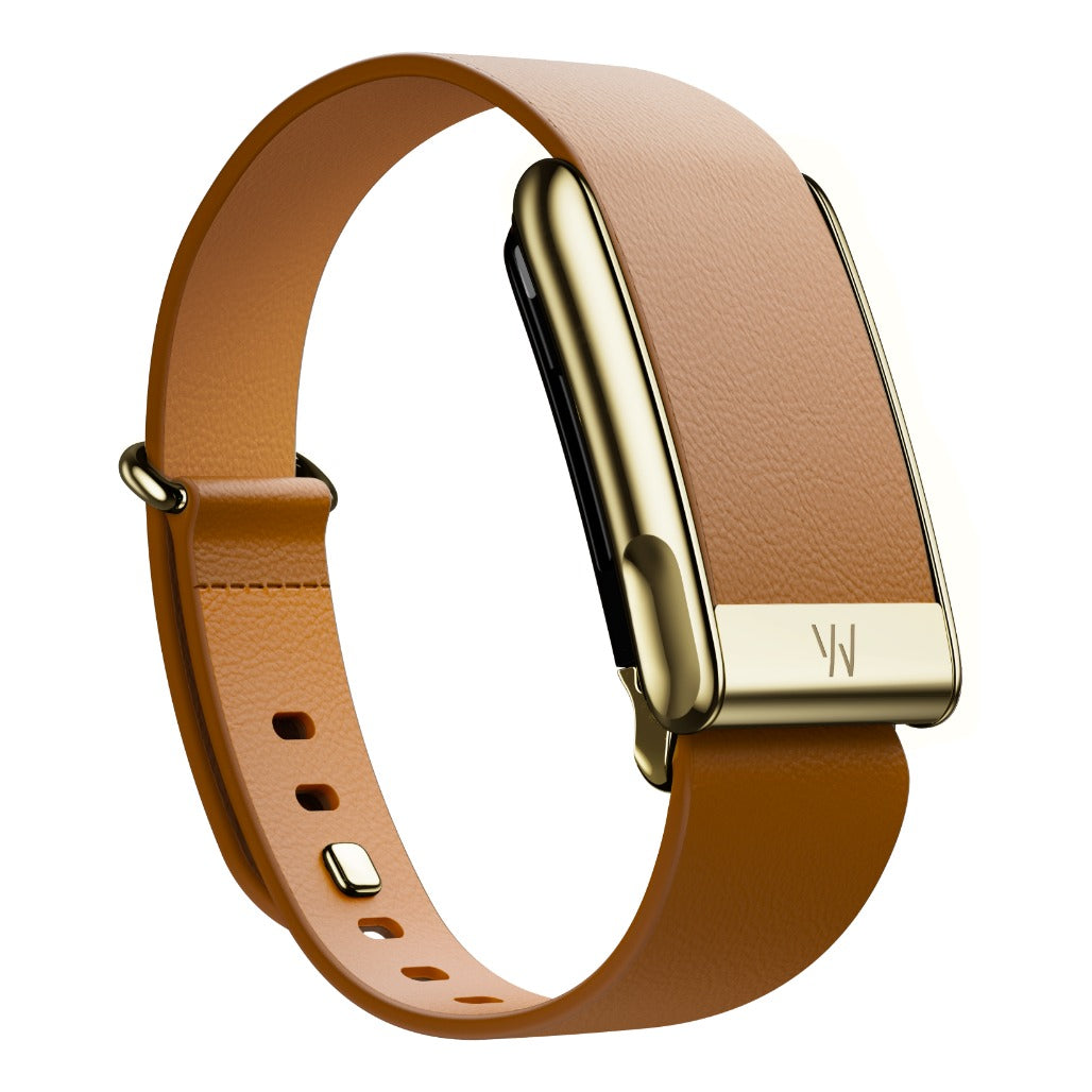 WHOOP MG LeatherLuxe Tapered Band - Camel with Gold