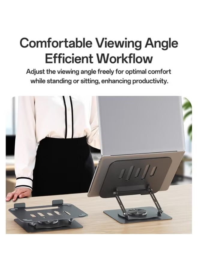 Yesido LP08 360° Rotating Adjustable Metal Laptop Stand - Ergonomic, Foldable Desktop Holder with Heat Dissipation for Laptops & Tablets
