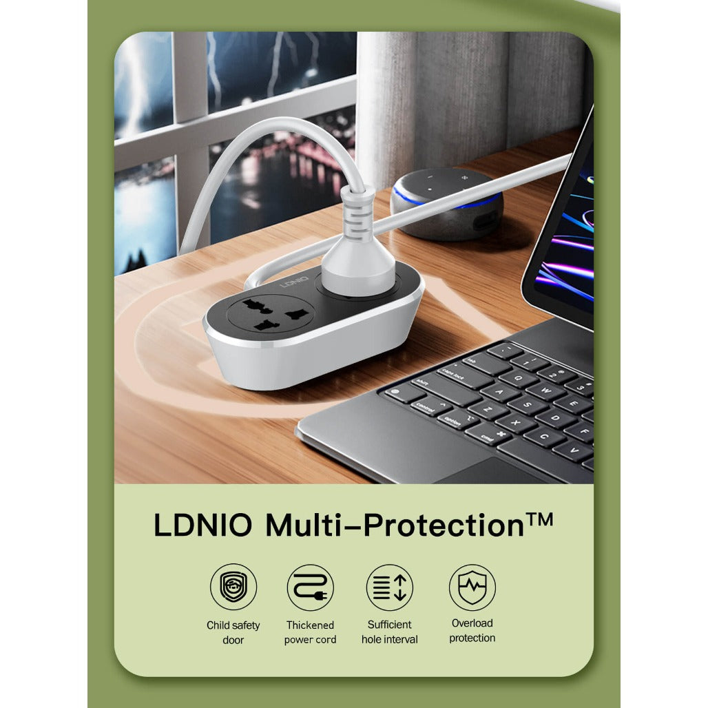 LDNIO 2 AC Outlet Universal Extension Power Socket 10M - SC2018-10M