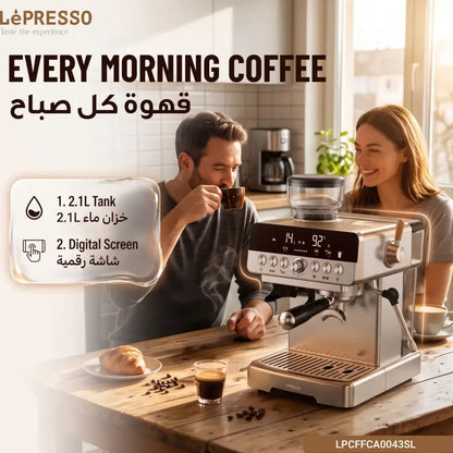 Lepresso CafféArtisan Semi-Automatic Coffee Machine with Dual Boiler System - Silver