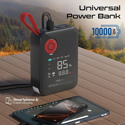 Promate 800A/12V High-Capacity Jump Starter 150PSI Air Compressor with 10000mAh Power Bank & Flashlight
