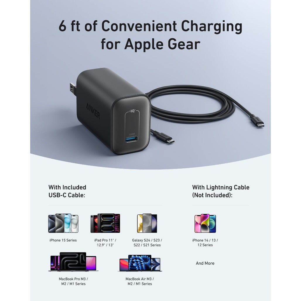 Anker Nano Charger (100W) with USB-C Cable - B2679G11