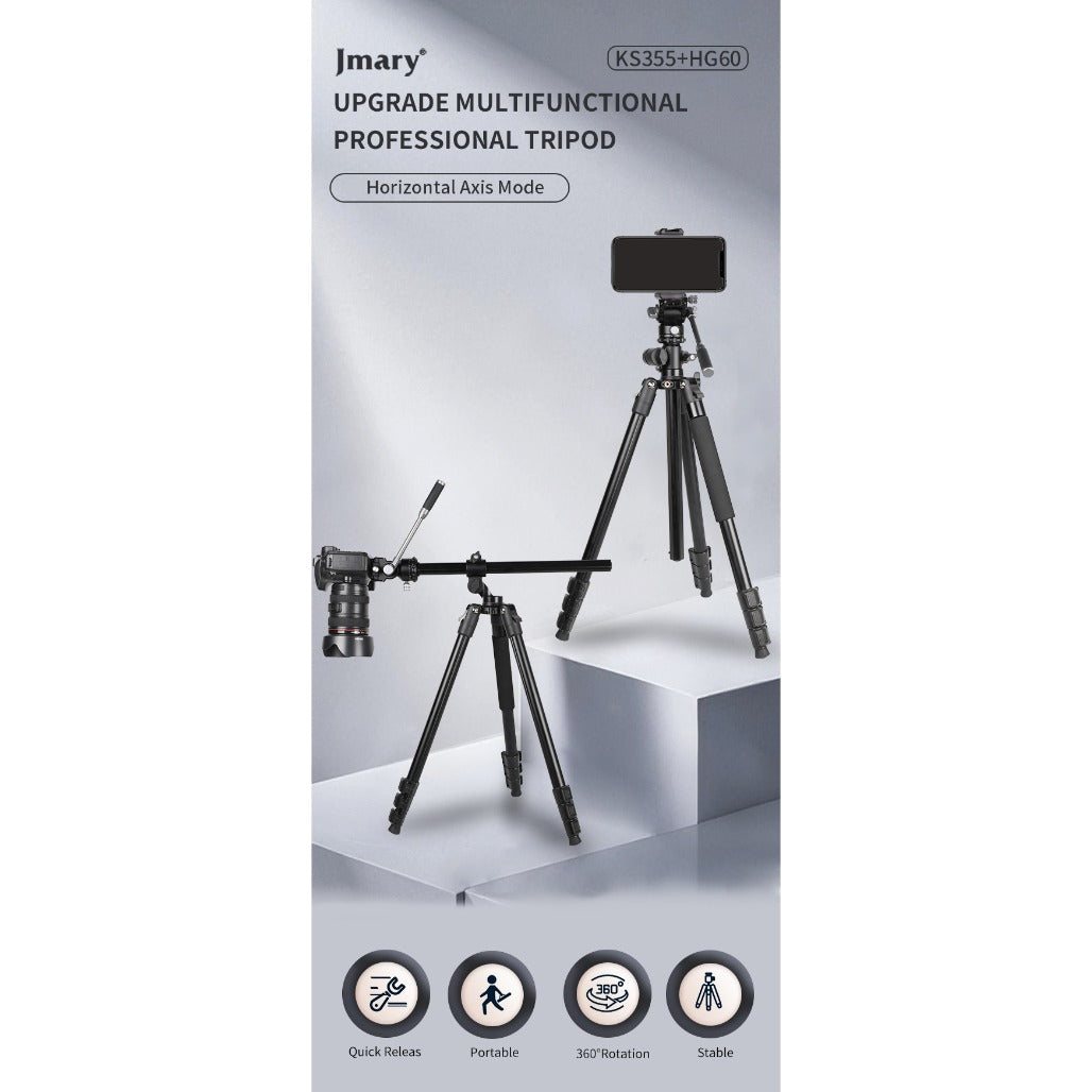 Jmary 2-in-1 Monopod & Horizontal Axis Tripod - KS355+HG60