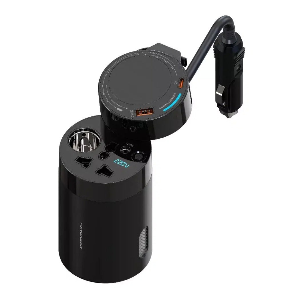 Powerology 200W Universal Car Power Inverter / Multi-Port Charging Hub