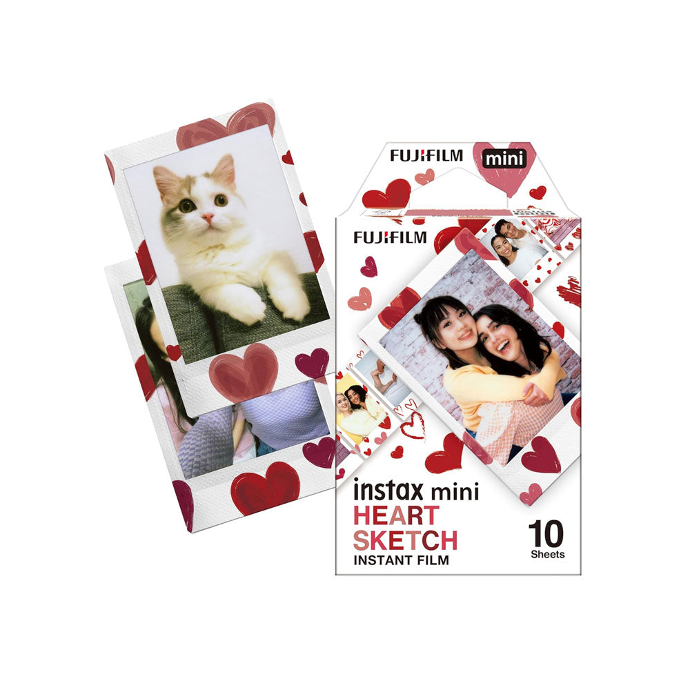 Instax Mini Heart Sketch Film – 10 Pack with Heart-Themed Frames