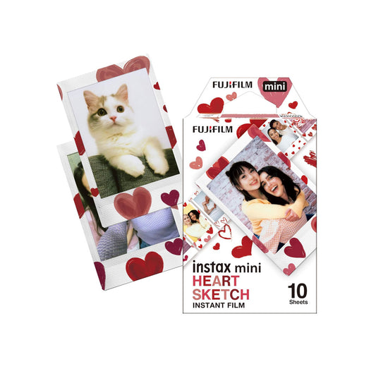 Instax Mini Heart Sketch Film – 10 Pack with Heart-Themed Frames