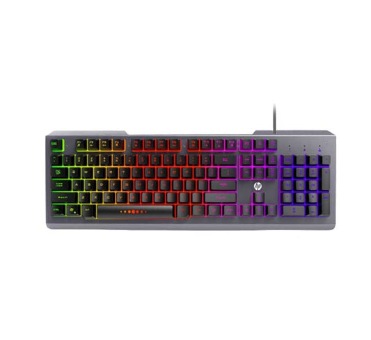 HP K100 Wired Membrane Gaming Keyboard – Black | 104 Keys, RGB Lighting