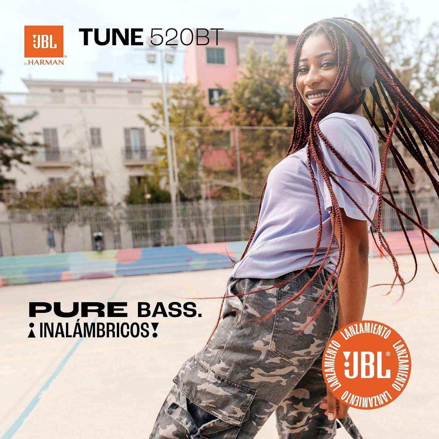 JBL Tune 520BT Wireless Pure Bass Sound Headphones Navy Blue - Pixel Zones