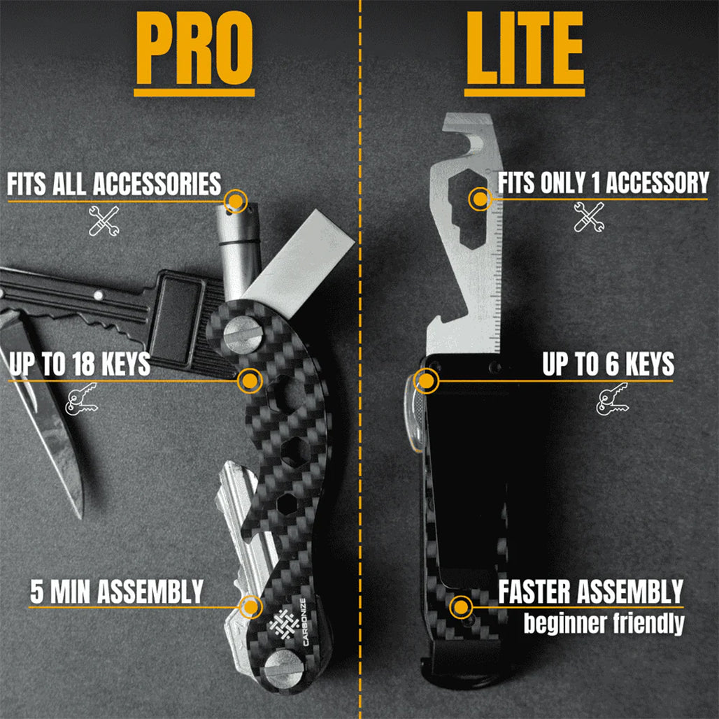 Carbonize 3K Twill Real Carbon Fiber Key Organizer Lite - Compact & Lightweight Key Holder (Black)