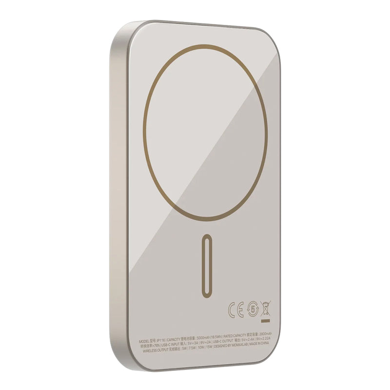 Momax Q.Mag X Magnetic Wireless Power Bank 5000mAh - Titanium - Slim & Fast Charging