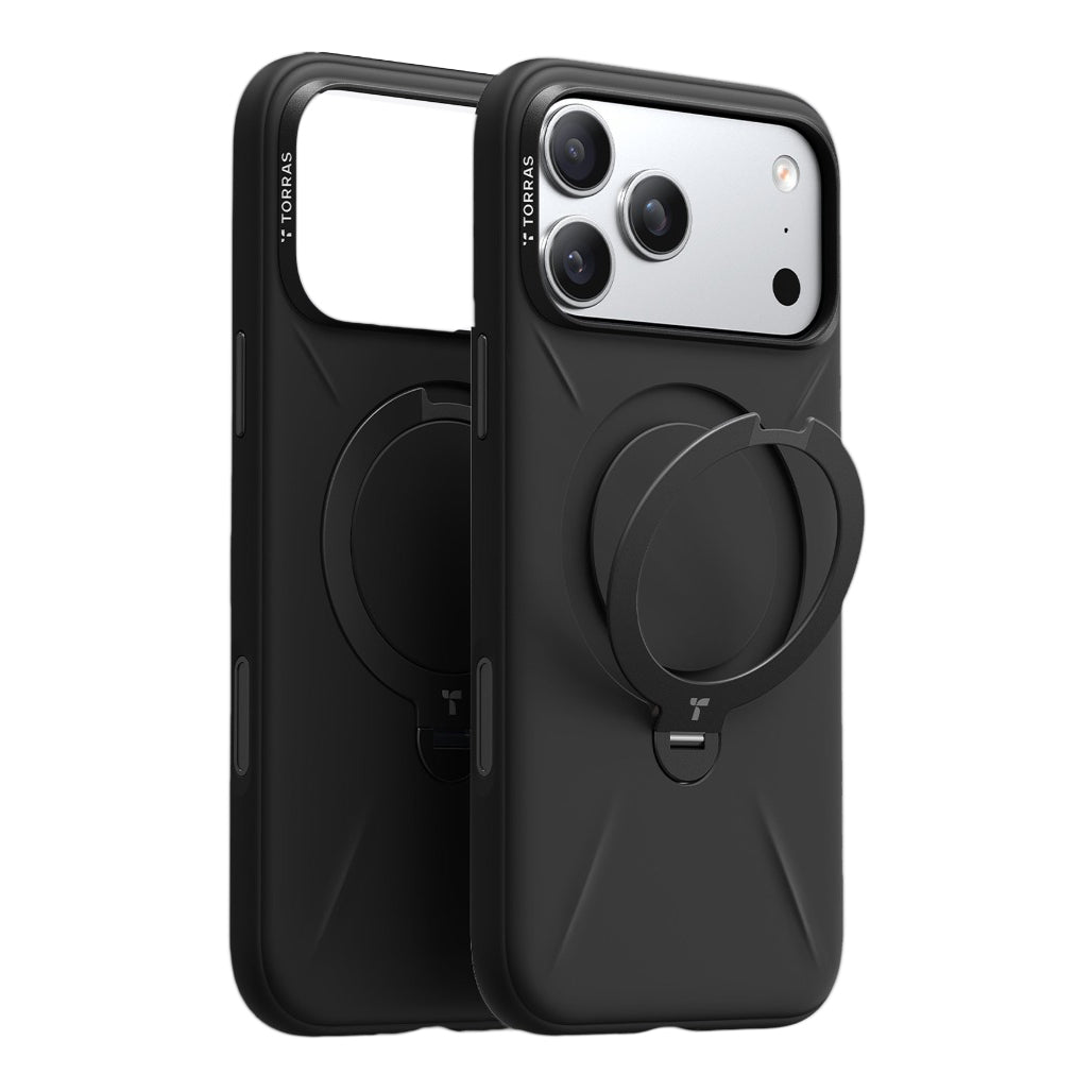 Torras Ostand Spin Q3 Air Silicone for iPhone 17 Pro Max - Obsidian Black