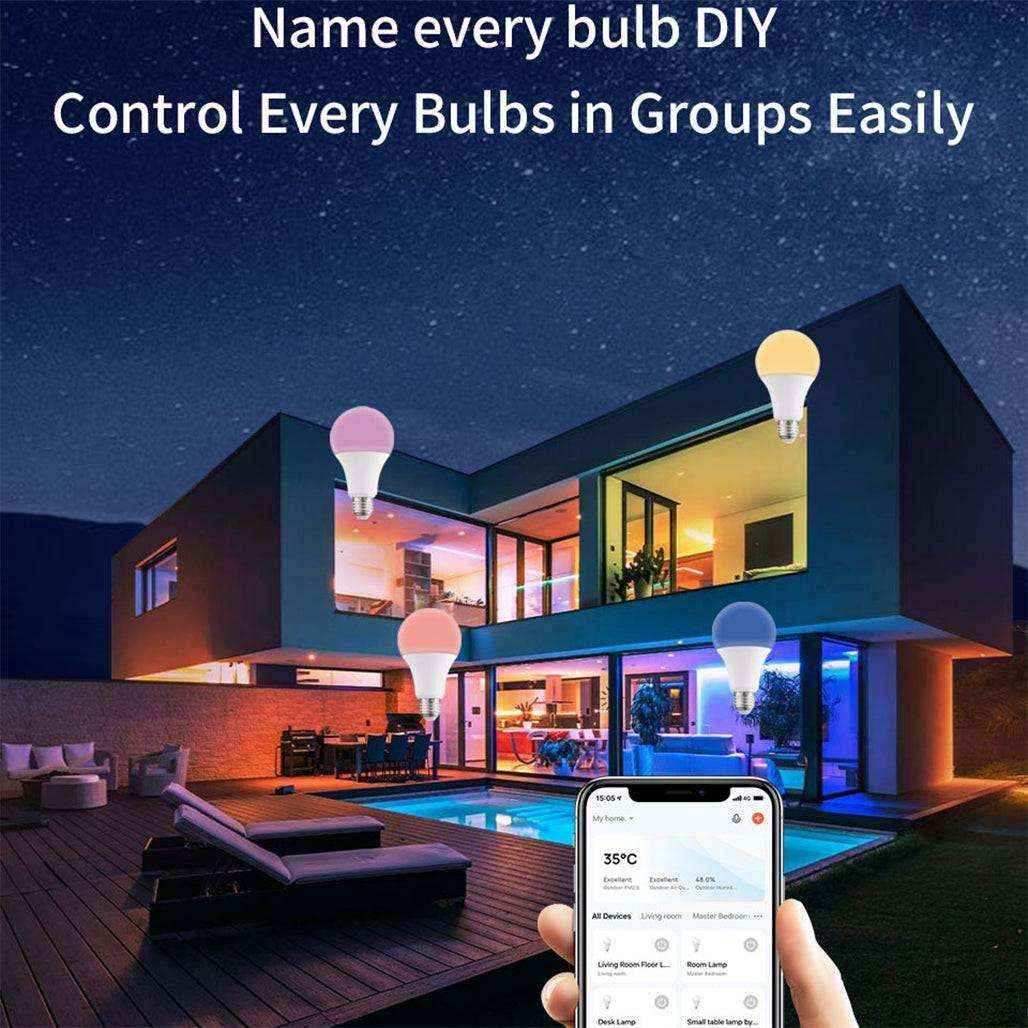 Tuya 9W Smart Light Bulb Bluetooth / Wifi E27 Dimming RGB Ambient Lamp Support Music Rhythm Timing Setting - Pixel Zones
