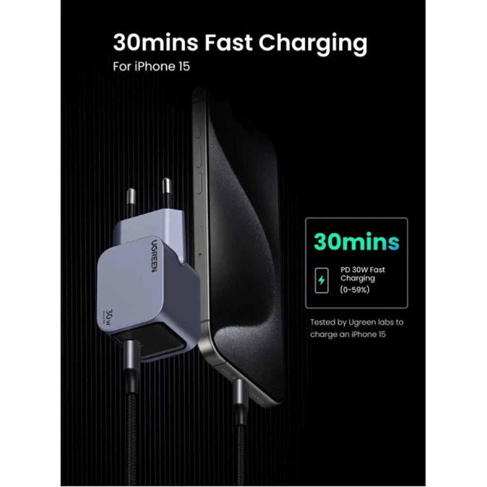 UGREEN Nexode 30W GaN Smart Fast Charger – Compact & Safe USB-C Power Adapter
