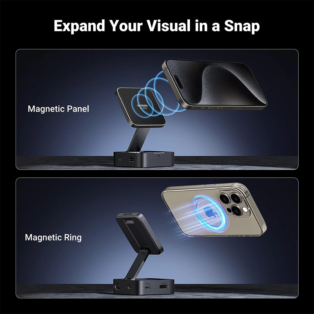 UGREEN 4-in-1 Magnetic USB-C Hub for Phone – 4K@60Hz HDMI, 100W PD, Data Transfer