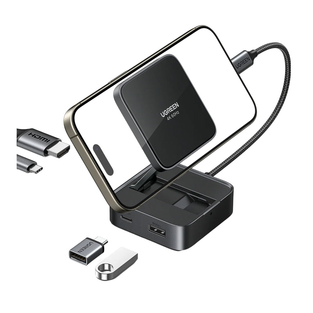 UGREEN 4-in-1 Magnetic USB-C Hub for Phone – 4K@60Hz HDMI, 100W PD, Data Transfer