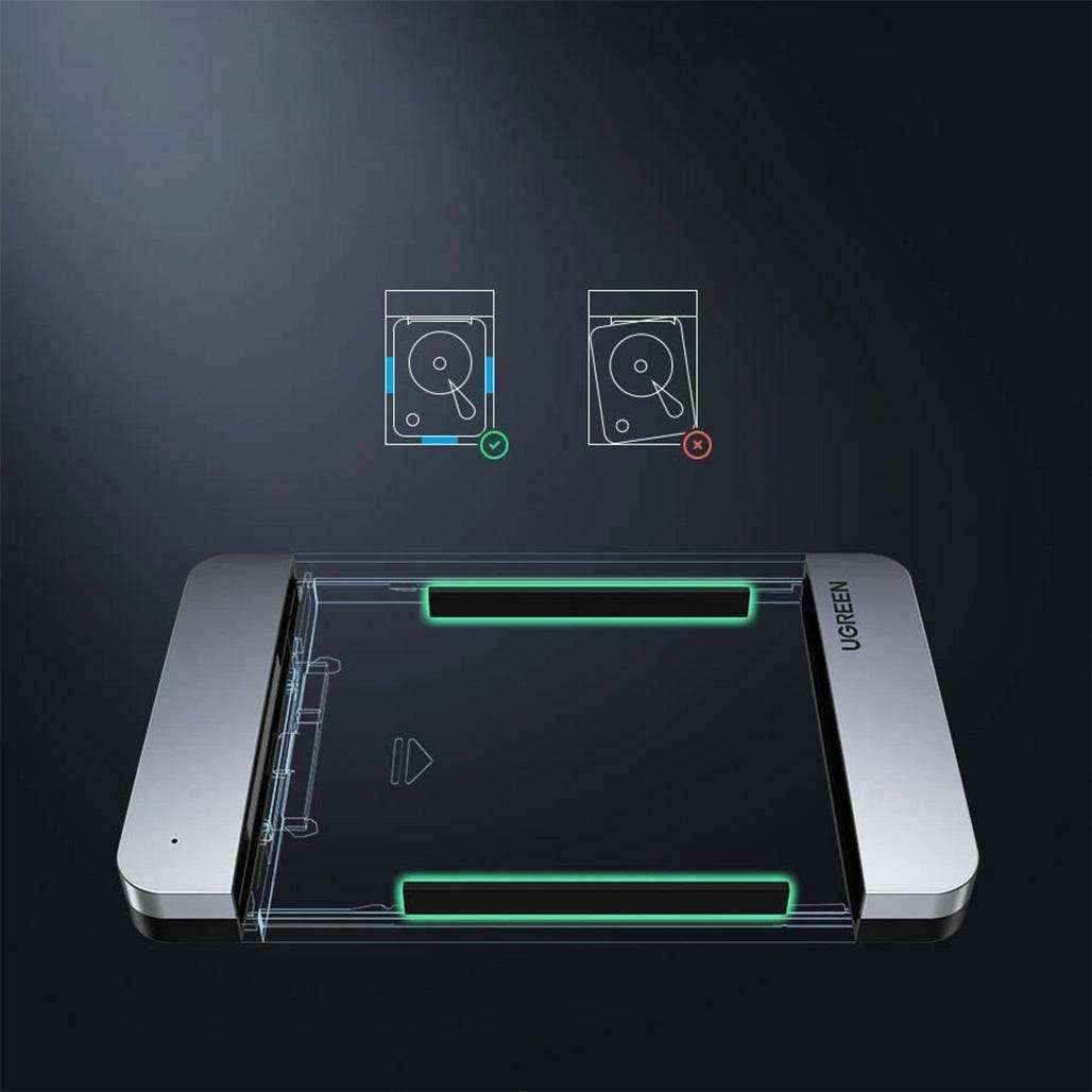 Ugreen CM300 Enclosure for 2.5'' SATA 3.0 6Gbps Hard Disk Gray + Cable USB-A to USB Type-C - Pixel Zones