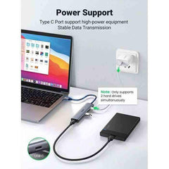 Ugreen USB 3.0 TO 4 Ports USB 3.0 Hub With PD Type-C port - Pixel Zones