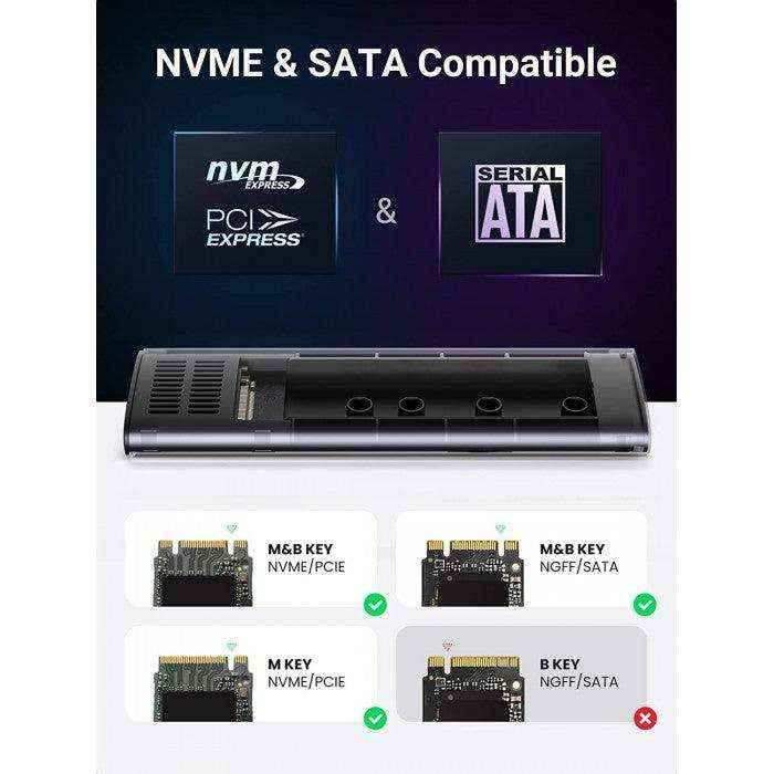 Ugreen USB C 3.2 thunderbolt 3 Enclosure for M.2 PCI-E NVME SSD - Pixel Zones